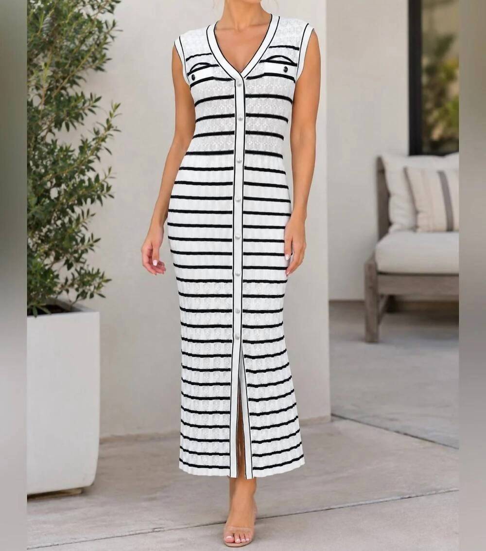 NEW ELIE TAHARI stripe knit dress